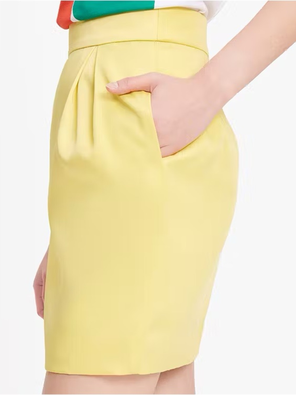 Kate Spade Light Chartreuse Duchess Satin Pencil Skirt - Size 8